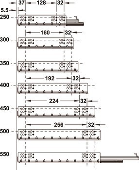 Skrytý výsuv, Häfele Matrix Runner UM S30, plnovýsuv, nosnost do 30 kg