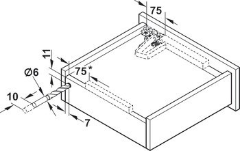 Skrytý výsuv, Montáž na základní panel, Blum Movento 760 H, plnovýsuv, nosnost 40 kg, ocel, bez zajišťovacího kování