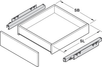 Skrytý výsuv, plnovýsuv, nosnost do 30 kg, ocel, montáž pomocí čepů
