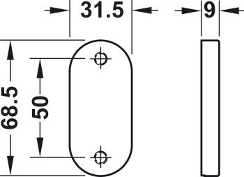 Slepá rozeta, Startec, pro dveře s úzkým rámem, PDH 5, nerez, požárně odolné dveře