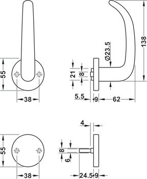 Slepá sada na pasivní křídlo, Häfele Startec model PDH 5104, nerez, požárně odolné dveře, únikové dveře