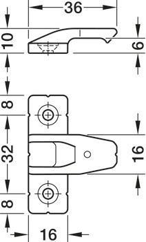 Součást na rám, Häfele Pacofix PF-L, s montážním držákem