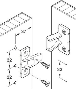 Součást na rám, Häfele Pacofix PF-L, s montážním držákem