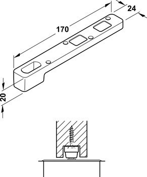 Spodní příruba, pro podlahový zavírač, Startec