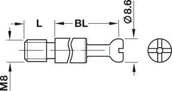 Spojovací táhlo, Maxifix, pro vrtaný otvor ⌀ 10 mm, M8
