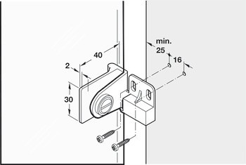 Spojovací závěs, Úhel otevření 170°, vložená montáž