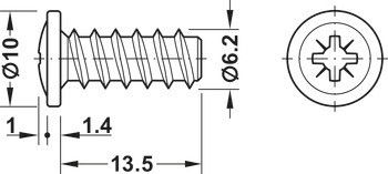 Šroub pro montáž panelu, Plochá hlava, PZ, ocel, plný závit, pro vrtané otvory ⌀ 5 mm do dřeva, speciálně pro zásuvku Häfele Variant-C
