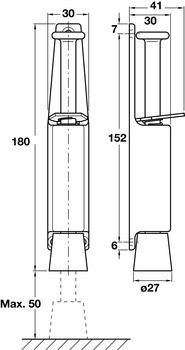 Stavěč dveří, Startec, zdvih 50 mm