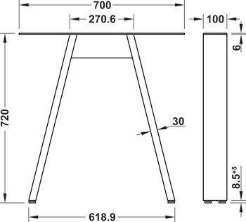 Stolové podnoží, K přišroubování, nosnost: 150 kg, tvar A