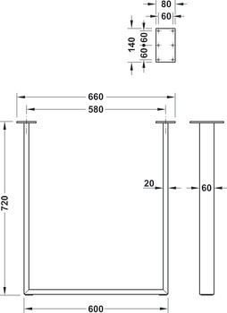 Rám nohy pro stůl, K přišroubování