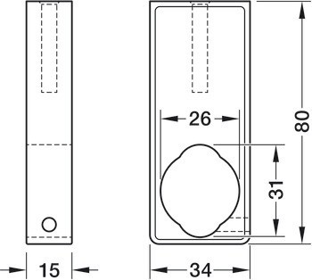 Středová podpěra šatní tyče Combi, Pro šatní tyč OVA 30 x 15 mm a kulatou šatní tyč ⌀ 25 mm