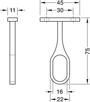 Středová podpěra šatní tyče, Pro šatní tyč OVA 30 x 15 mm