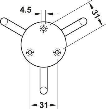 Stropní háček, Nerez, se 3 háčky, montáž na strop