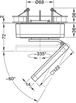 Stropní svítidlo pro povrchovou montáž, Nimbus Modul Q 36 TT-X, 24 V