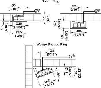 Stropní svítidlo pro zápustnou/povrchovou montáž, Häfele Loox LED 2022, 12 V, průměr vrtaného otvoru 26 mm