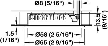 Stropní svítidlo pro zápustnou/povrchovou montáž, Häfele Loox LED 3094, 24 V, vrtaný otvor ⌀ 58 mm, hliník