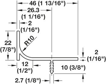 Svislý zapuštěný úchytkový profil, Hliník, vzhled bez viditelné úchytky