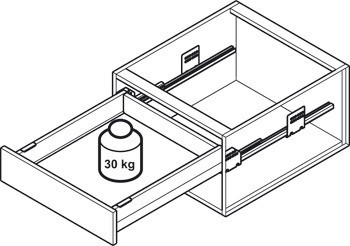 Systém zásuvkových výsuvů s bočnicí, Häfele Matrix Box Slim A Synchro, výška bočnice zásuvky 175 mm