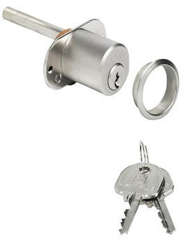 Tělo centrálního otočného zámku, otočný zámek centrálního zamykání Häfele Symo FM Pro, s pevnou vložkou s pinovými stavítky, zdvih 17 mm, individuální uzamykací systém HK/GHK, Service+