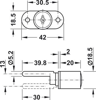 Tělo centrálního otočného zámku, s vložkou s plátkovými stavítky, pro montáž do čelního panelu, Service+