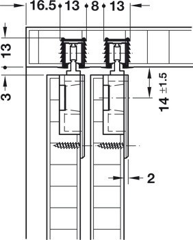 Tělo, k přišroubování, Häfele Slido F-Line11 12A, Infront