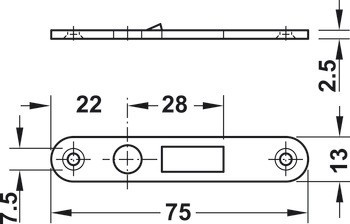 Tělo roletkového zámku, Häfele Symo FM Pro, pro pevnou vložku nebo vložku s pinovými stavítky, backset 22 m