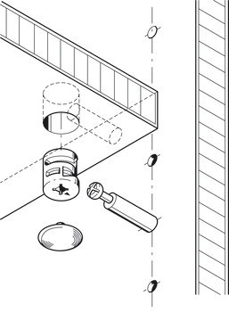 Tělo spoje, Minifix 15, polykarbonát, bez límce/s límcem, od tloušťky dřeva 15 mm a více