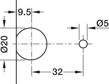 Tělo spoje, Rafix 20 HC, pro tloušťku panelu: 32–50 mm