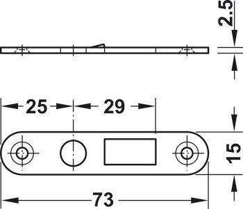 Tělo zadlabacího zámku, Backset 25 mm, pro posuvné dveře a roletky