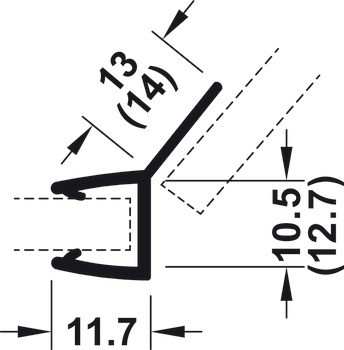 Těsnění pro skleněné dveře, Pro sprchové kouty, sklo-sklo, pro 135° skleněná čela