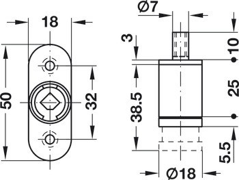 Tlačný zámek, Häfele Symo EC, k přišroubování