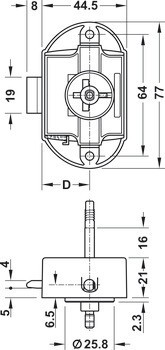 Trojcestné zámky Standard-Nova, Push-Lock, backset 25 mm, lze ovládat z obou stran