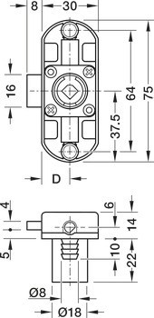Trojcestný zámek, Häfele Symo EC, backset 15 nebo 25 mm