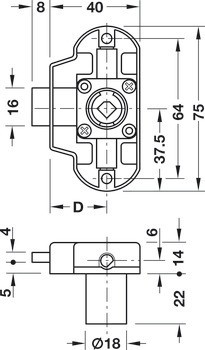 Trojcestný zámek, Häfele Symo EC, backset 15 nebo 25 mm