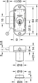 Trojcestný zámek, Häfele Symo FM Pro, s pevnou vložkou s pinovými stavítky, individuální uzamykací systém HK/GHK, Service+