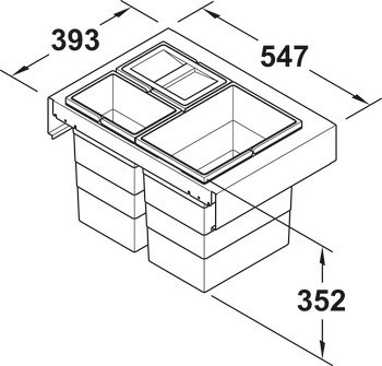 Trojdílný odpadkový koš, 2 x 10 a 1 x 20 litrů - Hailo Zargen Cargo Legrabox