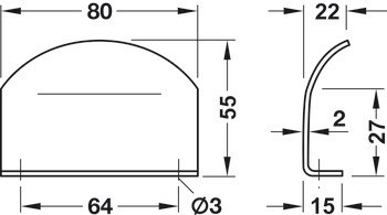 Úchytka do hrany, nerez