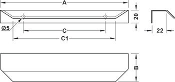 Úchytka do hrany, hliník