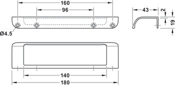 Úchytka do hrany, zinková slitina