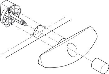 Úchytka s tlačítkem, Häfele Cara-Latch, délka 128 mm