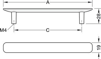 Úchytka se soklem, Häfele Déco H2380, zinková slitina