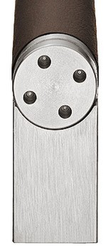 Úchytka se soklem, kulatá, úchytka: nerez, vložka: kůže