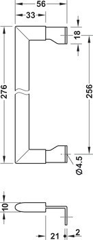Úchytka se soklem, pro posuvně skládací dveře, zinková slitina, ovál