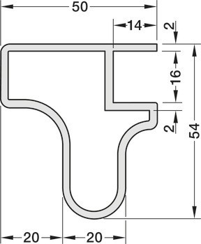 Úchytkový profil, Häfele Slido F-Handle22 A1, pro posuvné dveře, hliník