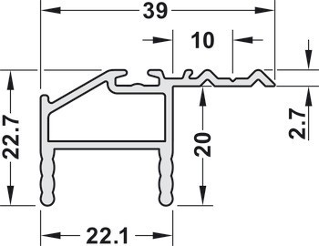 Úchytkový profil, Häfele Slido F-Handle26 A6, hliník, pro posuvné dveře