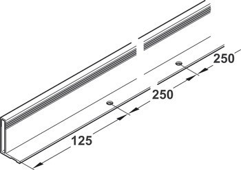 Úchytkový profil, hliník, pro dřevěné posuvné dveře, délka: 2500 mm, Häfele Déco