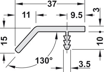 Úchytkový profil, Hliník, využitelná délka 2400 mm