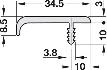 Úchytkový profil, Hliník, využitelná délka 2460 mm