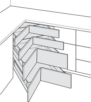 úhelník pro záda pro rohový korpus, 45°, Space Corner Blum Tandembox Antaro výsuv do rohové skříňky