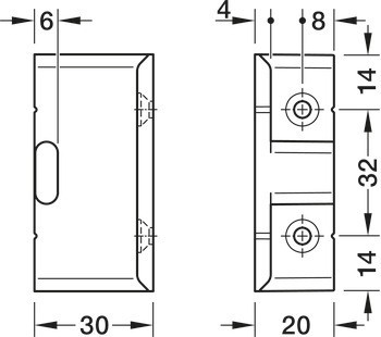 Úhlový díl, Häfele Pacofix DF, vzdálenost panelů 30 mm